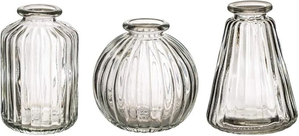 Clear Glass Bud Vases - Set of 3