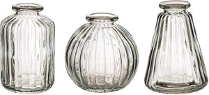 Clear Glass Bud Vases - Set of 3