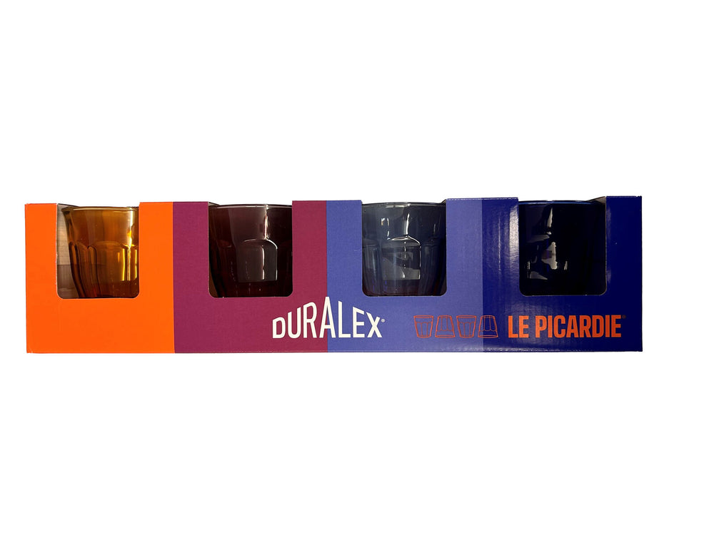 25cl Duralex Picardie Coloured Glass Tumblers - Gift Set of 4