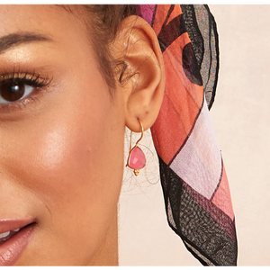 
                
                    Load image into Gallery viewer, Lola Earrings in Gold With Pink Jade
                
            