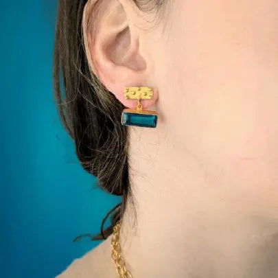 Siena Apatite Pendant Earrings - Cast Bronze Gold Plated