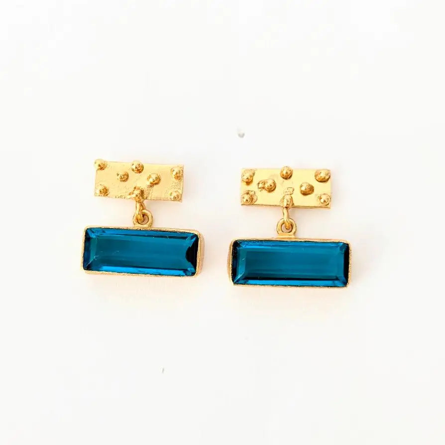 Siena Apatite Pendant Earrings - Cast Bronze Gold Plated