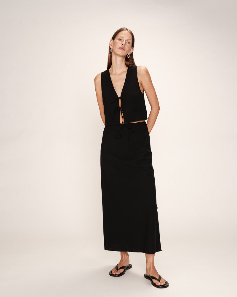 Rousse Linen and Cotton Skirt - Black