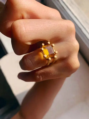 Square Claw Ring, Citrine - Medium