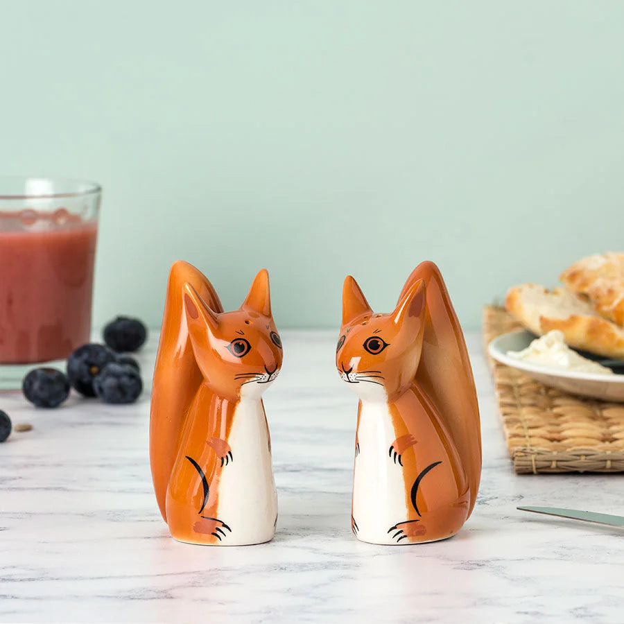Hannah Turner Hand-Made Ceramic Squirrel Salt and Pepper Shakers