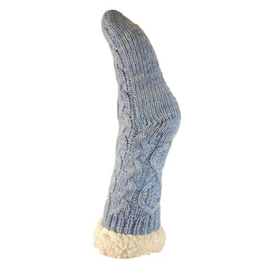 Blue Cable Knit Fleece Lined Slipper Socks