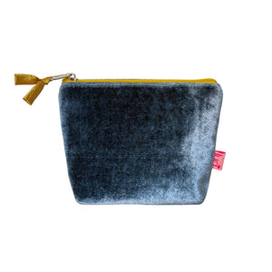 Silk Velvet Purse With Contrast Zip and Beaded Zip-Pull