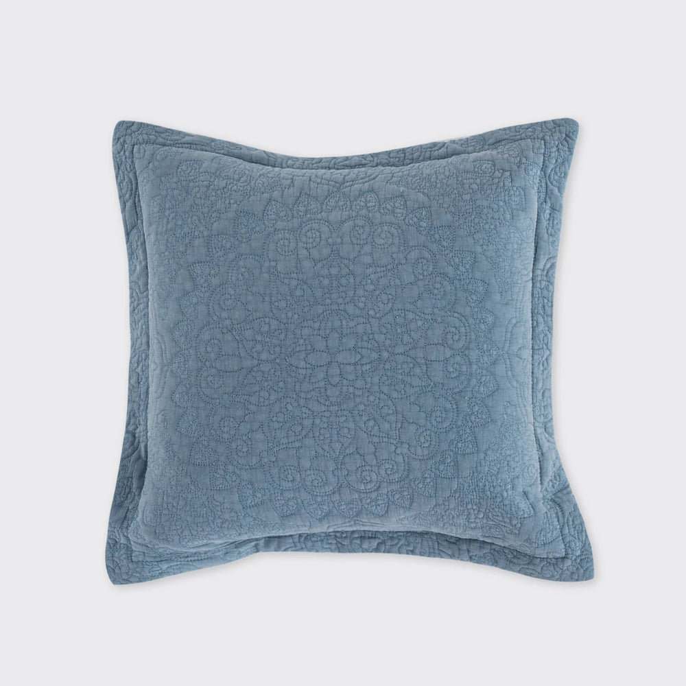 Stonewash Cotton Cornflower Blue Cushion With Pad
