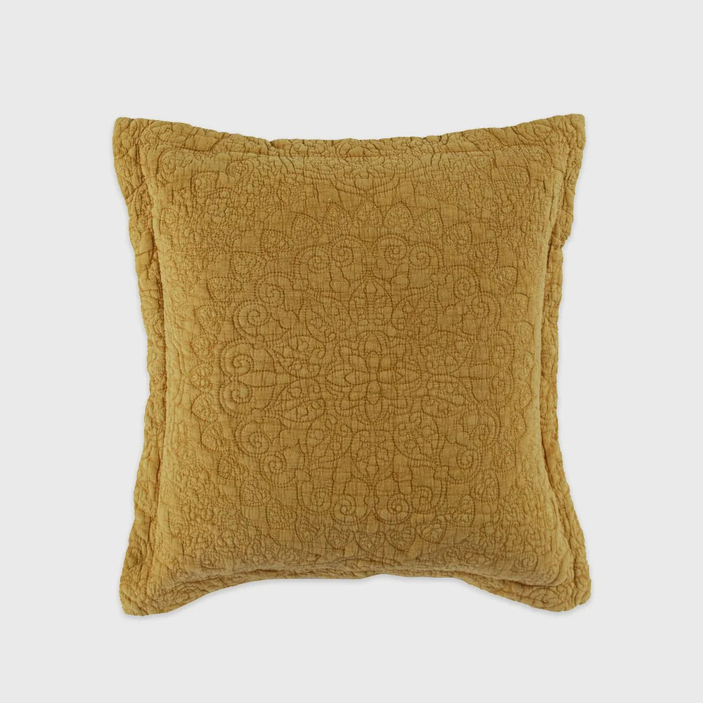 Stonewash Cotton Mustard Cushion With Pad