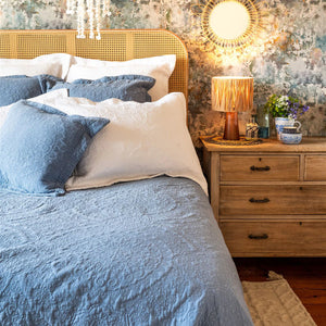 Stonewash Cotton Cornflower Blue Quilt 250 x 260 cm (Double or King Size)