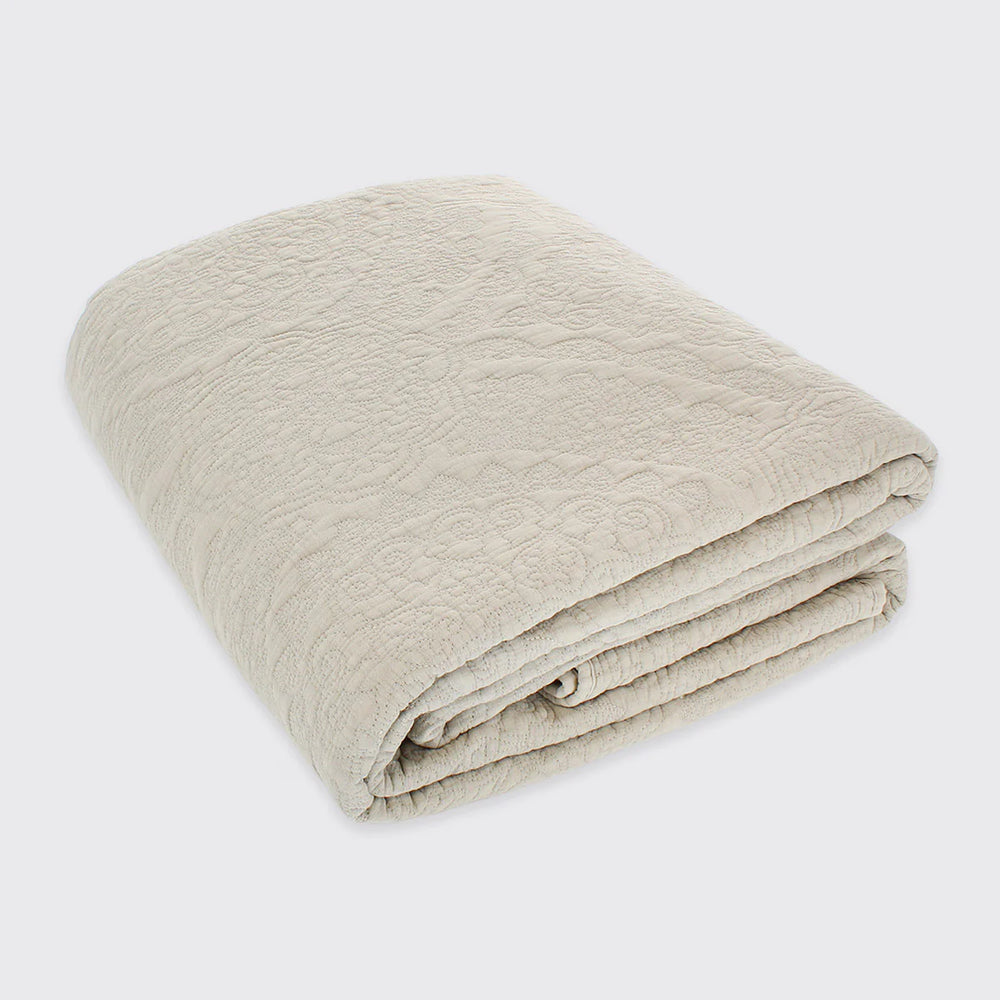 Stonewash Cotton Parchment Quilt 250 x 260 cm (Double or King Size)