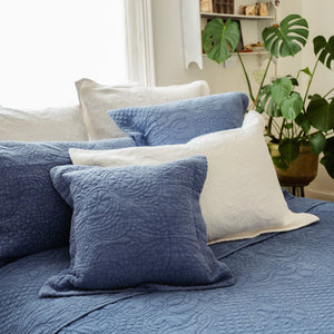 Stonewash Cotton Cornflower Blue Cushion With Pad