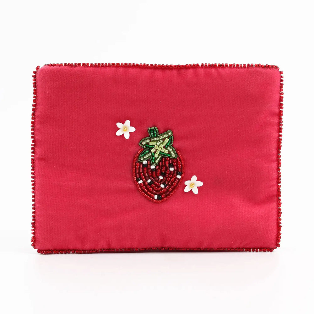 Strawberry Pink Velvet Beaded Purse/Pouch