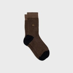 Striped Socks in Combed Cotton  - Hazelnut