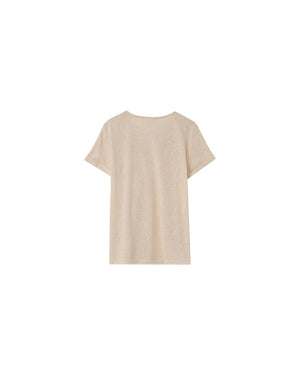 Odelie V Neck T Shirt Top - Beige