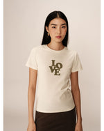 Poussin 'LOVE' T-Shirt - Beige