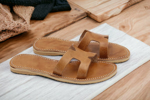 Leather Sandals - Tan