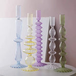 Lace Taper Glass Candlestick - Yellow