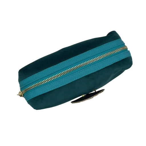 Recycled Velvet Make-up Bag With Queen Bee Pin - Teal