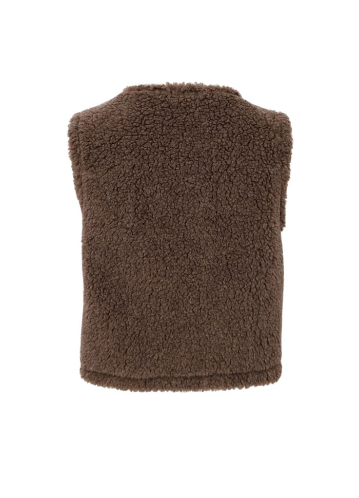 Teddy Faux Sheepskin Gilet - Mocca