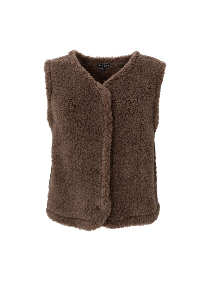 Teddy Faux Sheepskin Gilet - Mocca