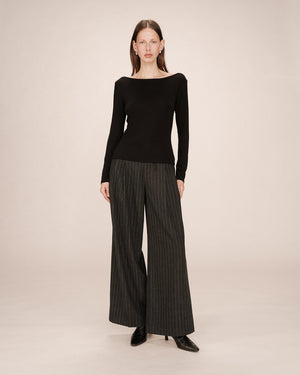 Stanley Long Sleeve Boat Neck T Shirt - Noir