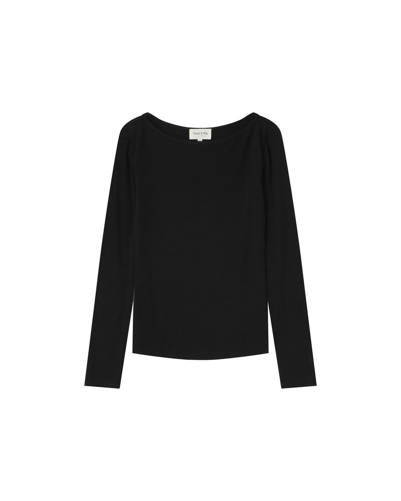 Stanley Long Sleeve Boat Neck T Shirt - Noir