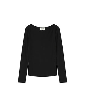 Stanley Long Sleeve Boat Neck T Shirt - Noir