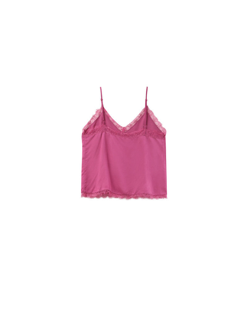 V-Neck Lace Tank Top - Rose