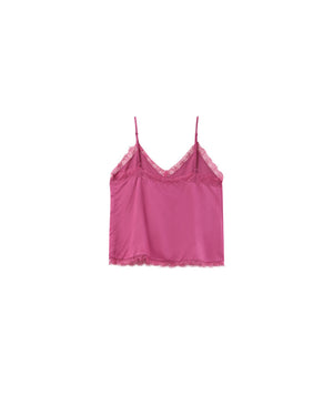 V-Neck Lace Tank Top - Rose