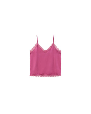 V-Neck Lace Tank Top - Rose