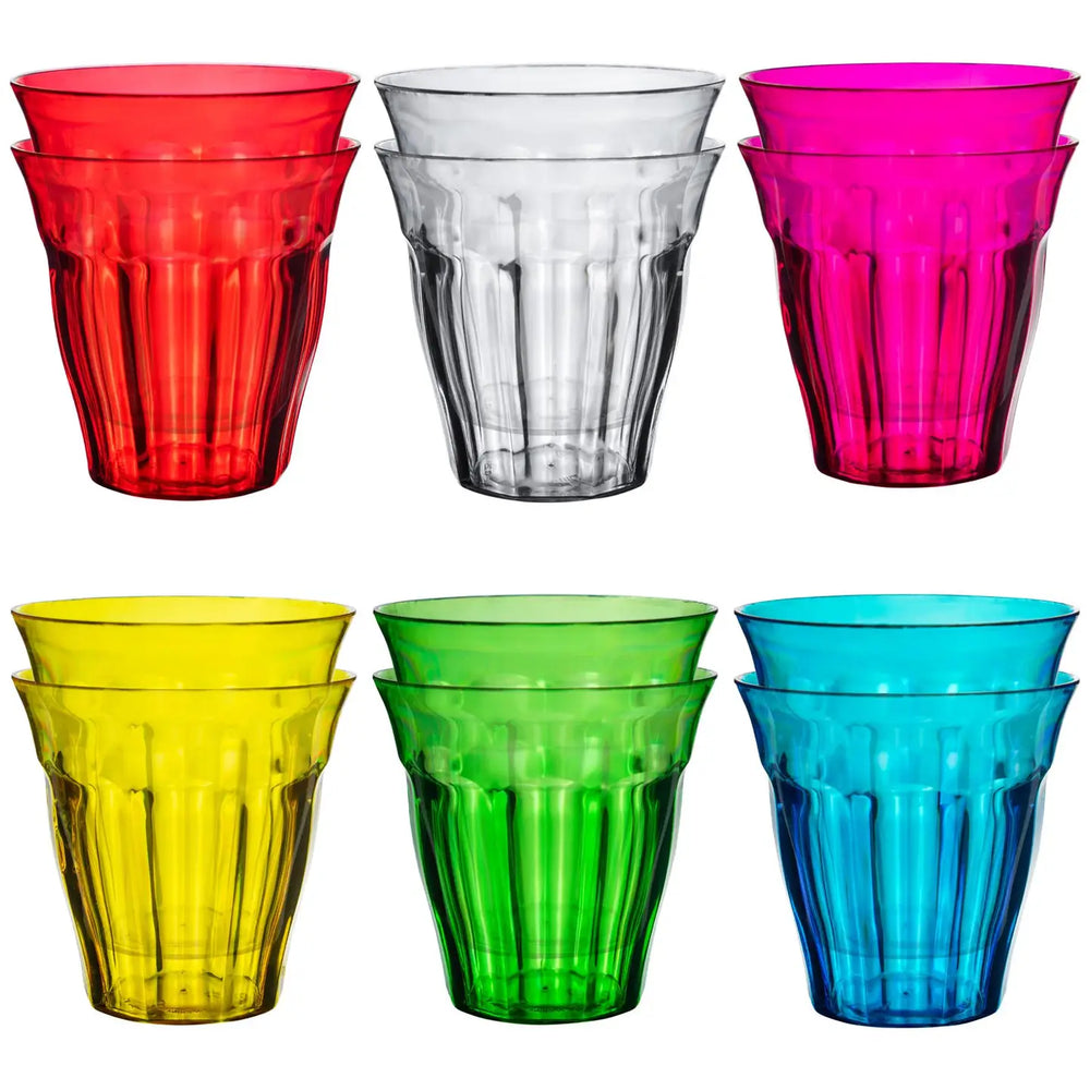 Plastic Rainbow Drinking Tumblers - Pack of 12 Assorted Colours