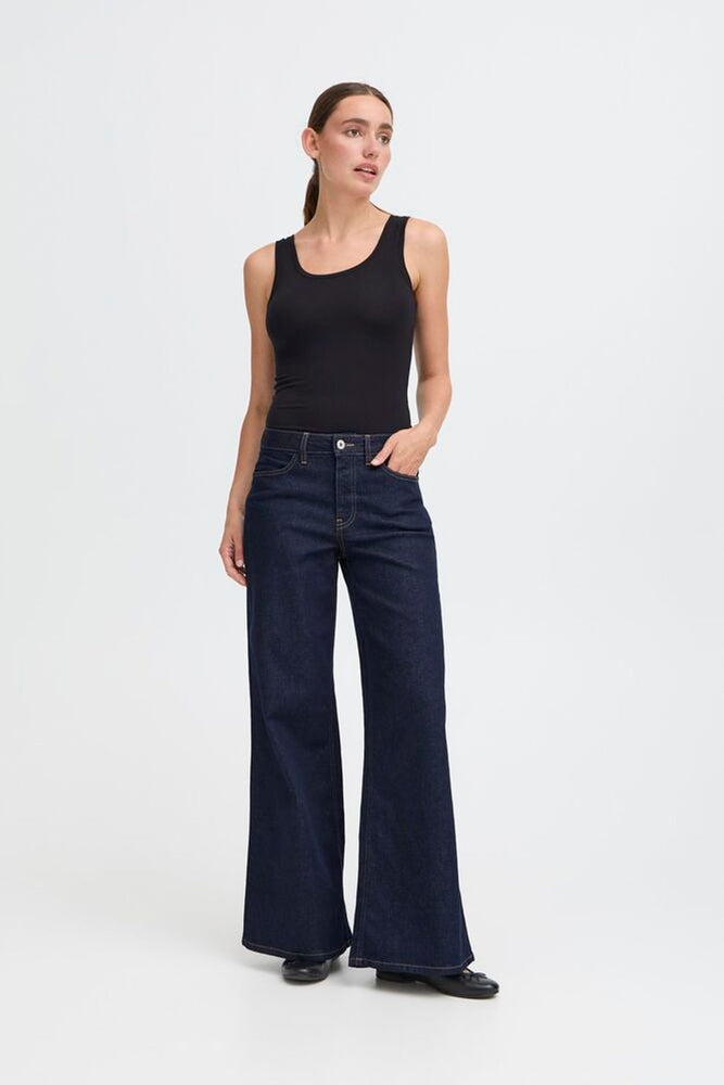 Twiggy Wide Leg Jeans - Dark Blue