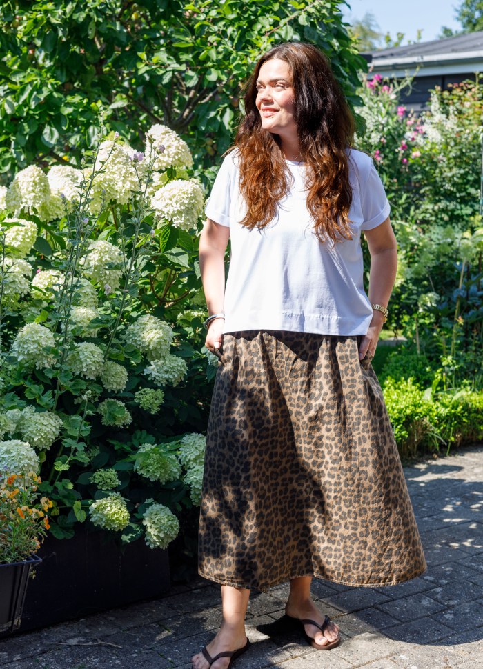 Abbie Leopard Print Cotton Skirt.