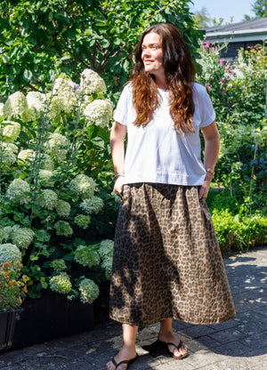 Abbie Leopard Print Cotton Skirt.