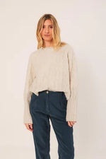 Cable-Knit Crop Sweater - Crudo
