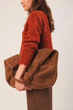 Split Leather Tote Bag - Tabaco
