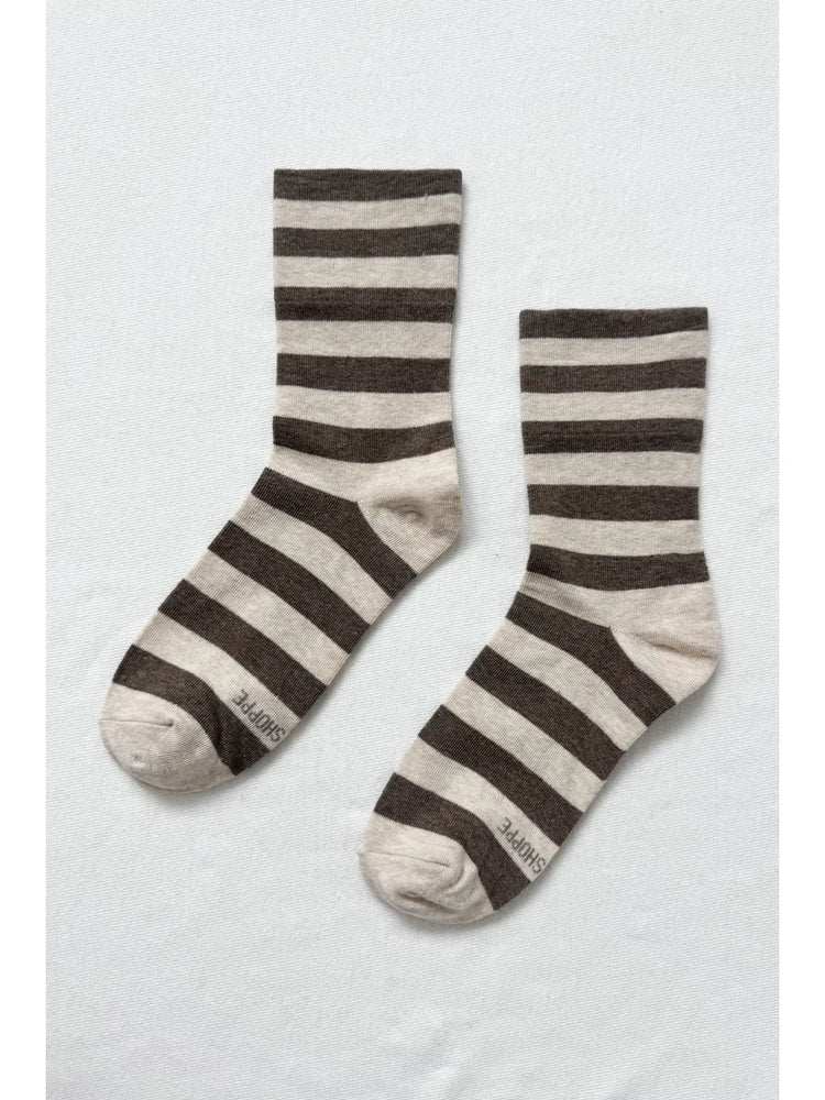 Wally Socks: Wide / Brown Stripe