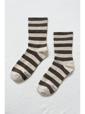 Wally Socks: Wide / Brown Stripe