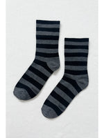 Wally Socks: Wide / Charcoal Stripe