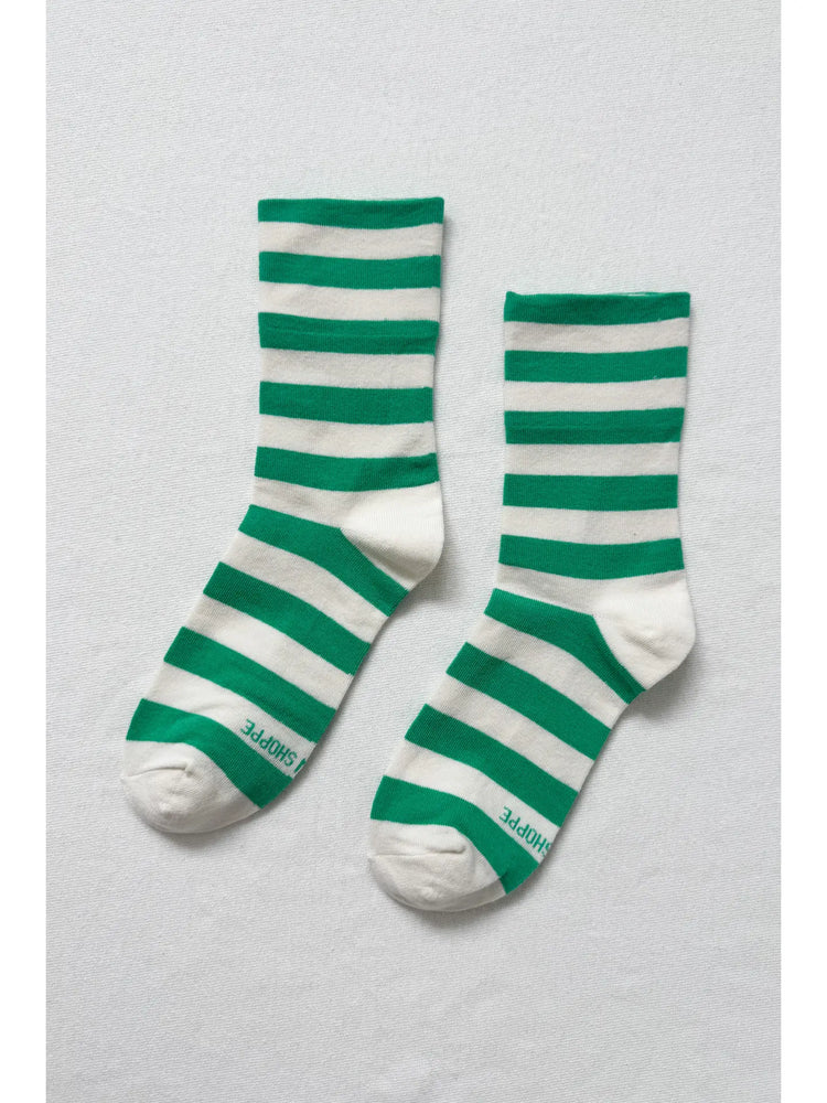 Wally Socks: Wide / Green Stripe