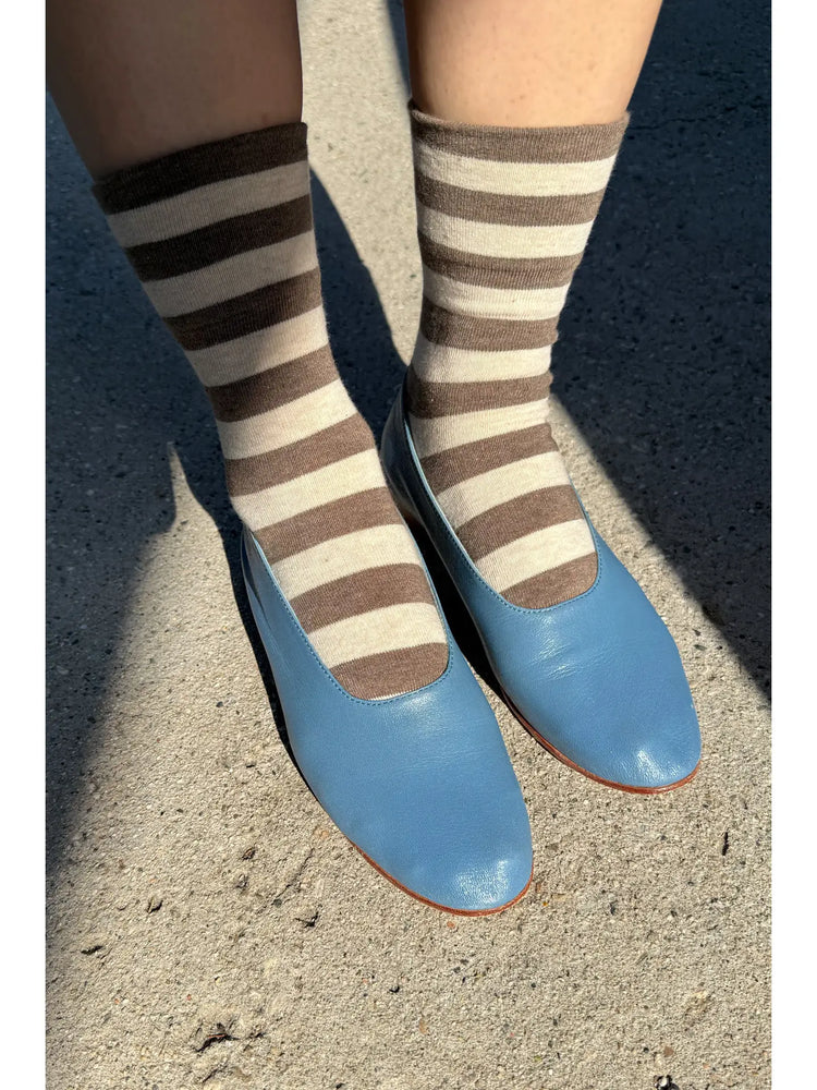 Wally Socks: Wide / Brown Stripe