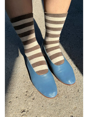 Wally Socks: Wide / Brown Stripe