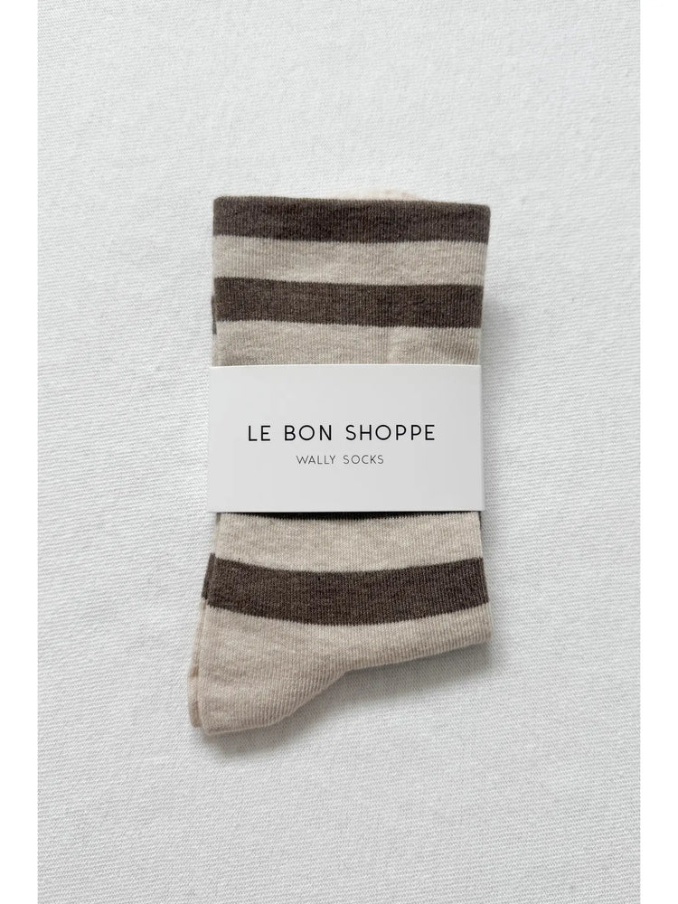 Wally Socks: Wide / Brown Stripe