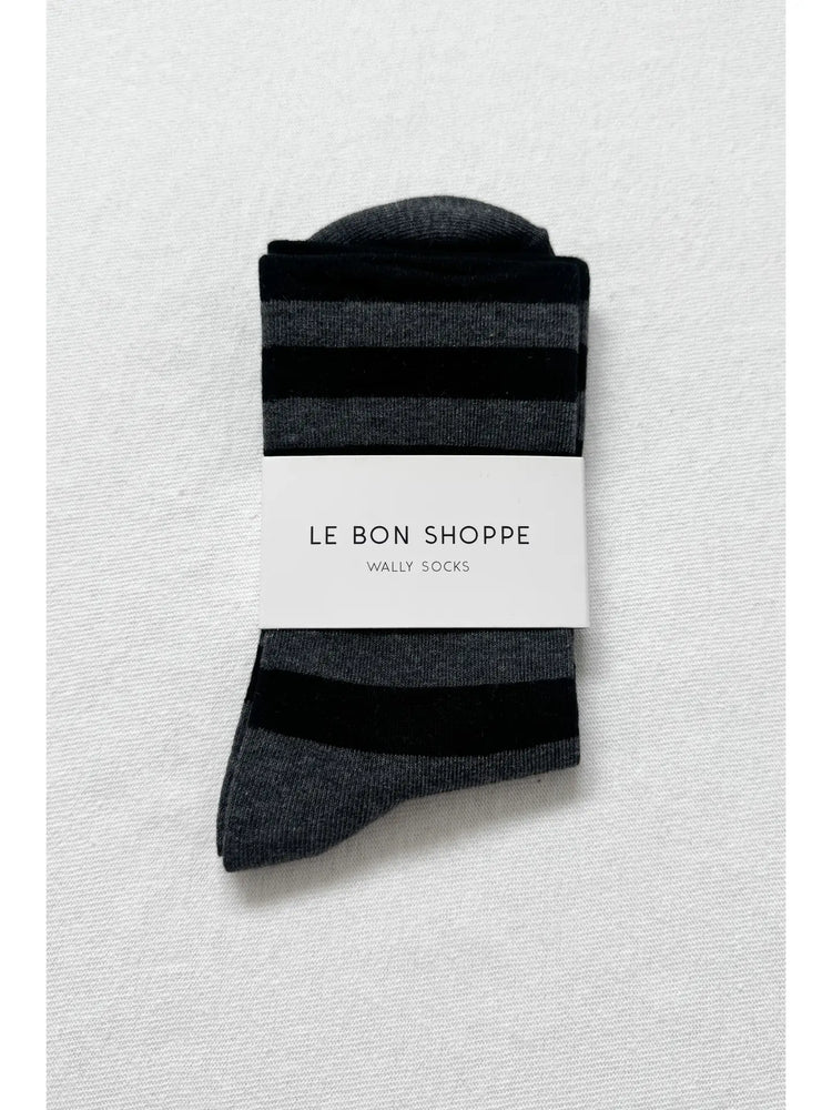 Wally Socks: Wide / Charcoal Stripe