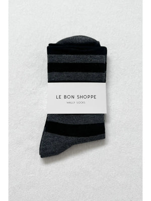 Wally Socks: Wide / Charcoal Stripe