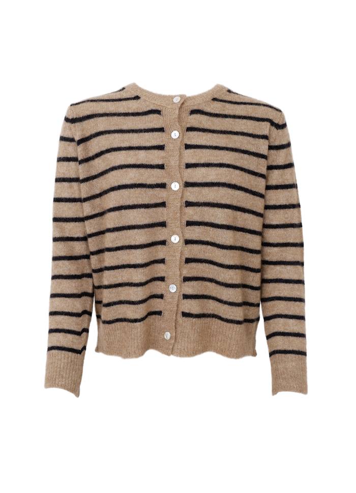 Dell Striped Knitted Cardigan - Taupe