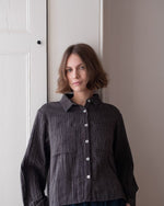 Ada Blouse - Grey Pinstripe