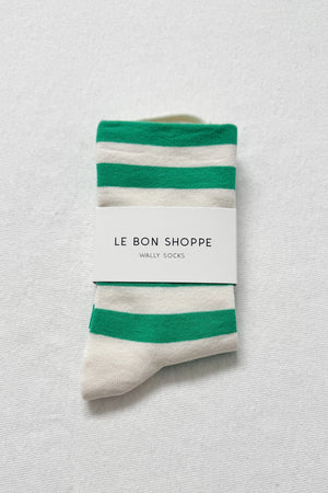 Wally Socks: Wide / Green Stripe