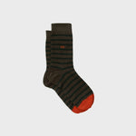 Men's Combed Cotton Wide Stripe Socks - Khaki